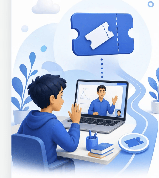 Élève suivant un cours Easy-schoolnet avec un ticket à la carte